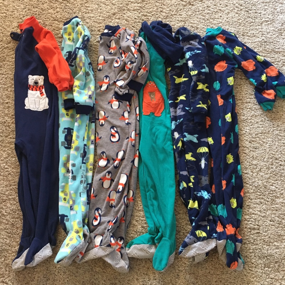 Lot of 6 Fleece Footed Pajamas